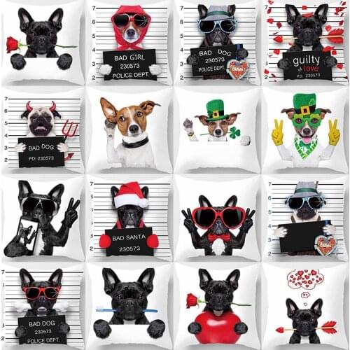 Beauty cartoon dogs different pattern pillow cases short plush high quality square thick pillow case covers