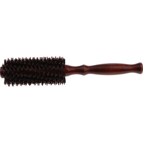 Curling Wood Barrel Round Detangle Hairbrush Enhance Hair Texture Add Volume
