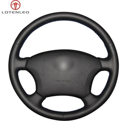 LQTENLEO Black PU Artificial Leather Car Steering Wheel Cover For Toyota Land Cruiser Prado 120 Sienna Hilux 4Runner Highlander