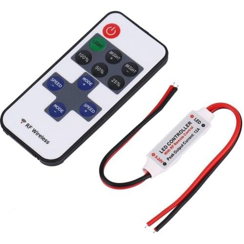 Mini DC 12V RF LED Strip Light Mini Wireless Switch Controller Dimmer With Remote Control In-line LED Light Controller/Dimmer