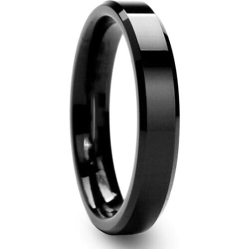 MOREDEAR 3mm Bright Polish Black Color Titanium Ring For Men amd Women