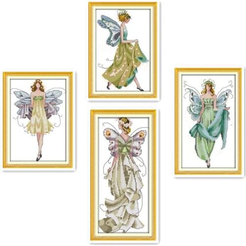 Joy Sunday The Spirit Of Flowers Chinese Cross Stitch Kits Ecological Cotton Clear Stamped 11CT DIY Wedding Decoration For Home