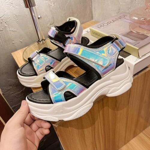 New Reflective Womens Sandals 2021 Comfort Wedge Platform Shoes Women Summer Casual Beach Chunky Sports Sandals Woman Sandalias