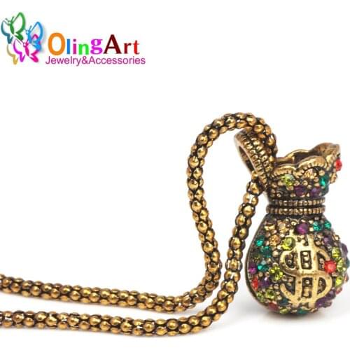 OlingArt Female Fashion purse 14*24*450MM 1pcs/lot Ancient bronze hot Selling Clavicle chain necklaces DIY Women Jewelry making