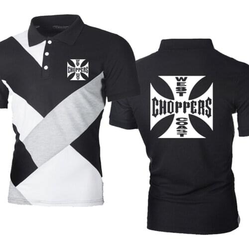 Fashion casual Mens Polo Shirt West Coast choppers Printing Summer Contrast Short sleeve High Quality Cotton male Shirts