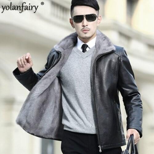 Real Fur Coat Men Natural Mink Fur Coat Genuine Leather Jacket Men Goatskin Winter Coat for Mens Clothing Casaco A16DN5257 YY796
