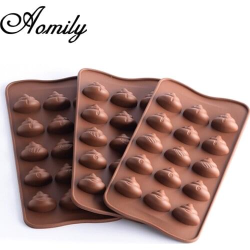 Aomily Cute Smiely Poop Shaped Silicone Soap Candy Fondant Chocolate Kitchen Mould Silicone Chocolate Cookies Cake Funny Mold