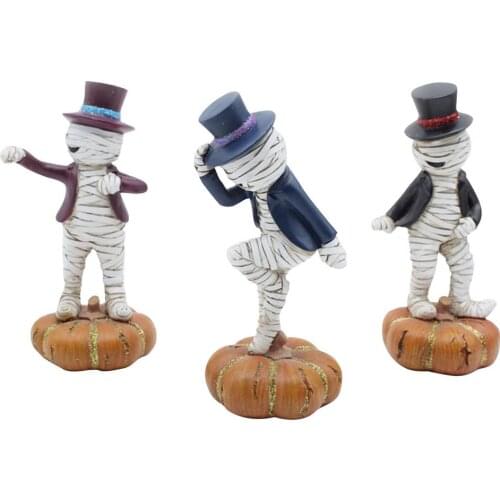 Halloween Statue Mummy Figurine Set Resin Halloween Decor Desktop Ornament For Party Home Halloween Gift Accessories