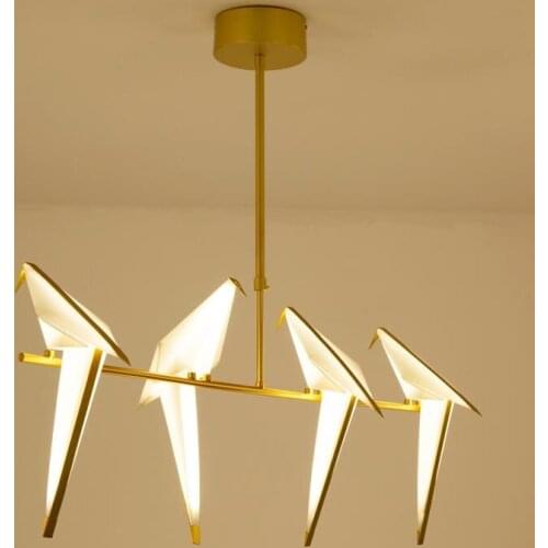 LED Modern Iron Acryl White Gold Love Bird Designer Lamparas De Techo Lustre Chandelier Lighting For Foyer Bedroom
