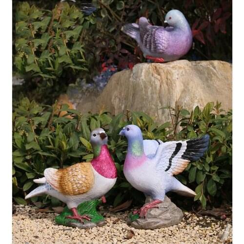 Outdoor Pastoral Resin Pigeon Sculpture Ornaments Balcony Simulation Animal Birds Figurines Crafts Courtyard Park Decoration Art