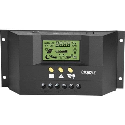 CM3024Z PWM Intelligent Solar Panel Charge Controller Regulator LCD Automatically Identify System Display 12V 24V 30A