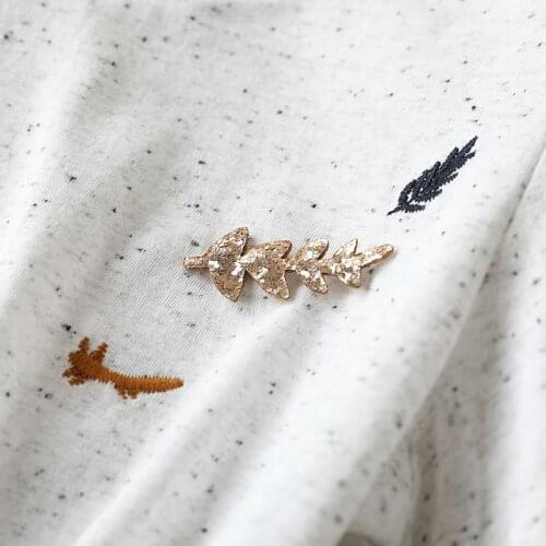 ElfStyle Women Cotton Blend Embroidered T-Shirt Features With Detachable Brooch - Women O Neck Short Sleeve Embroidery Tees Top