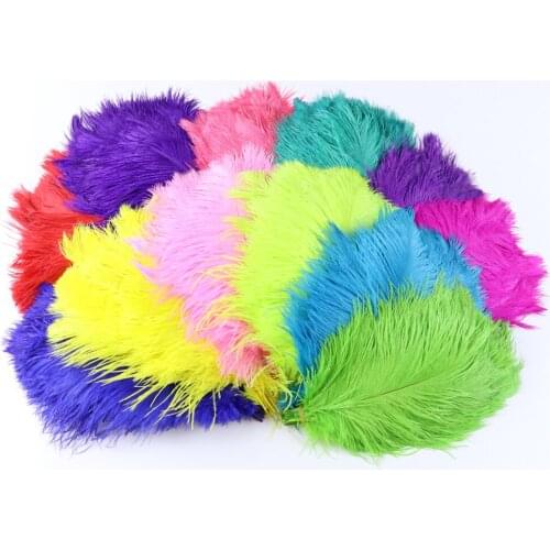 High Quality Colorful Ostrich Feathers DIY Wedding Jewelry Making Carnival Clothes Accessories Fluffy Plumes For Crafts 25-30CM