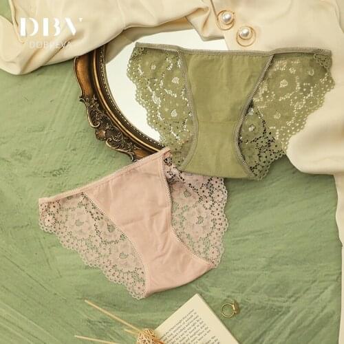 DOBREVA Womens Cotton Lace Low Rise Bikini Panty