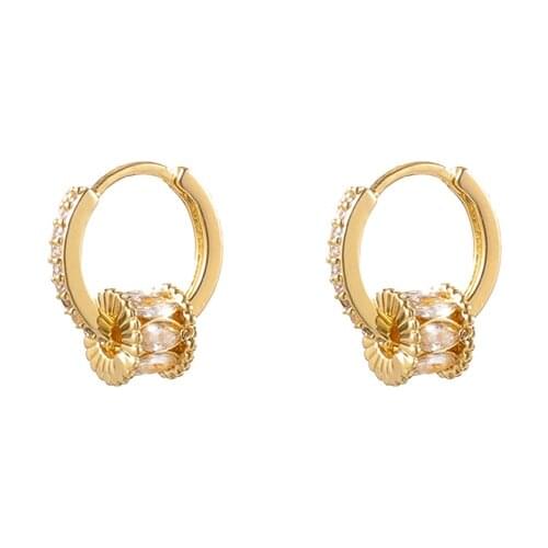 Fine Natural Zircon Gemstone Jewelry 14K Gold Stud Earring Women Bizuteria Aros Mujer Oreja Orecchini 14 K Yellow Gold Earrings