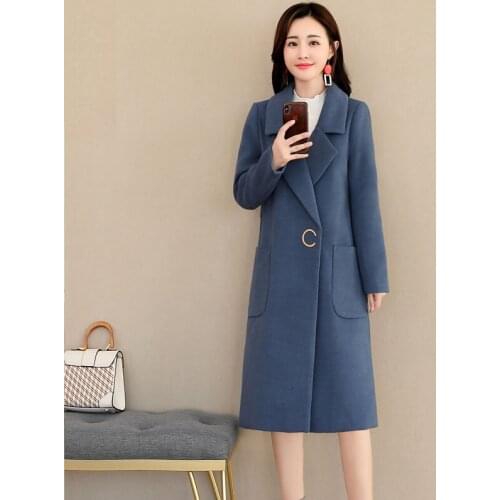 Womens Winter Coat Cashmere Straight Wool Winter New Woolen Coat Tops Blouses Warm Womens Plus Size Fashions Female Jacket s942