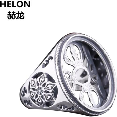 925 Sterling Silver Men Wedding Ring 16x20mm Oval Cabochon Semi Mount Ring fit Amber Lapis Lazuli Setting Wholesale Adjustable