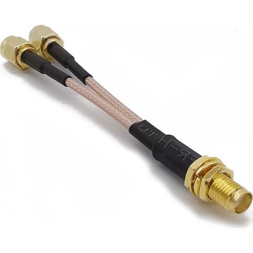 1Pcs Dual SMA Male plug to Female socket RG316 Antenna Adapter Splitter Combiner Y Type Cable connector 7/10/50CM length