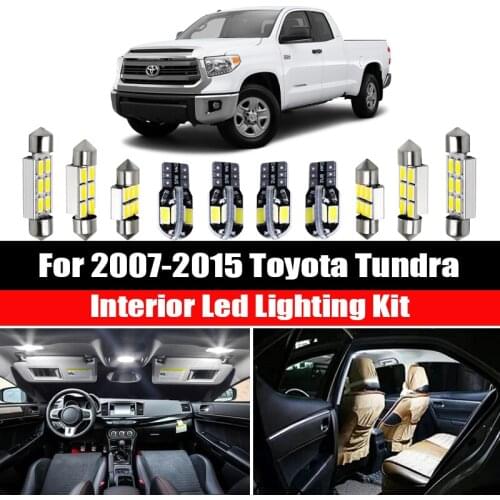 10pcs Car Accessories White Interior LED Light Bulbs Package Kit For 2007-2015 Toyota Tundra T10 31MM Map Dome Trunk Lamp