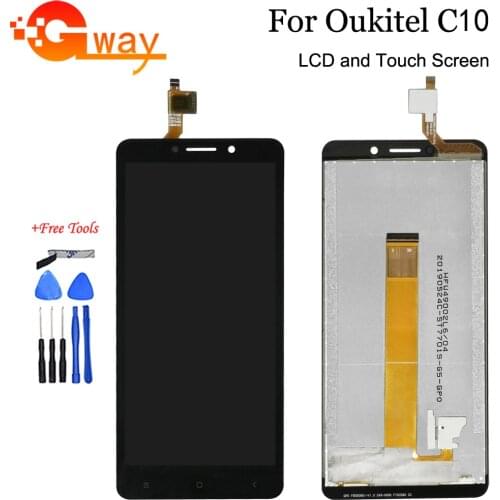 100% Tested Black For 5.0" Oukitel C10 LCD Display+Touch Screen Digitizer Assembly Mobile Phone Replacement With Tools