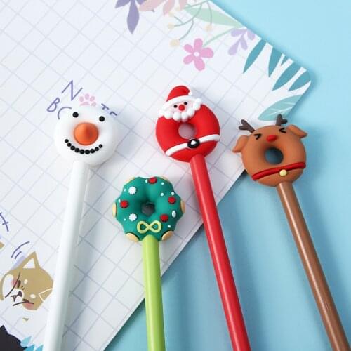 36pcs Per Set Christmas Donut Student Gel Pen Holiday Writing Implement Cartoon Custom Pen Factory Wholesale