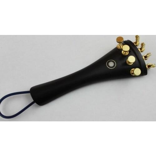 5 pcs High Quality 4/4 Ebony Violin Tailpiece fixed golden fine tuners Tail Gut