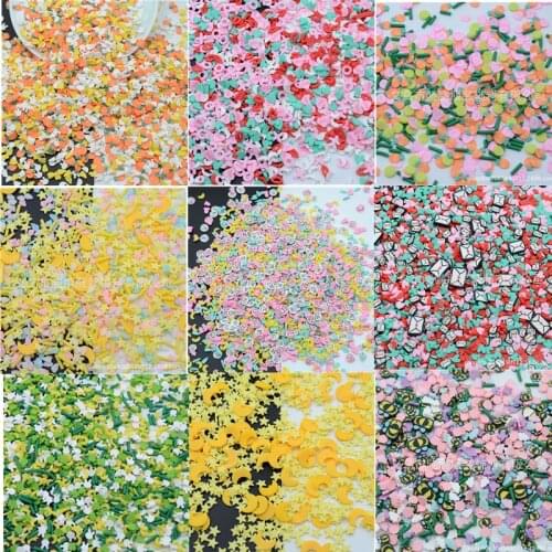 50g/Lot Mixed Cartoon Animal Love Polymer Clay Brand Slices Soft Pottery for Nail Arts Decoration Crafts Filler Accessories