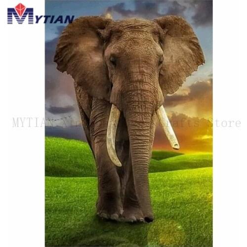 5d Diamond Painting,Elephant Mosaic 3d diy Diamond Embroidery,Full Square Round Drills Animals Paint Cross Stitch Wall Sticker