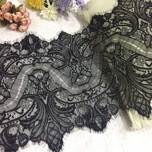 6M/Lot Width 34CM exquisite eyelash lace fabric DIY adornment accessories black lace fabric