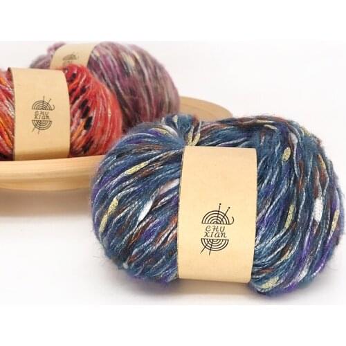 6pcs 879Gold silver silk Segment dyed mohair Scarf coat sweater