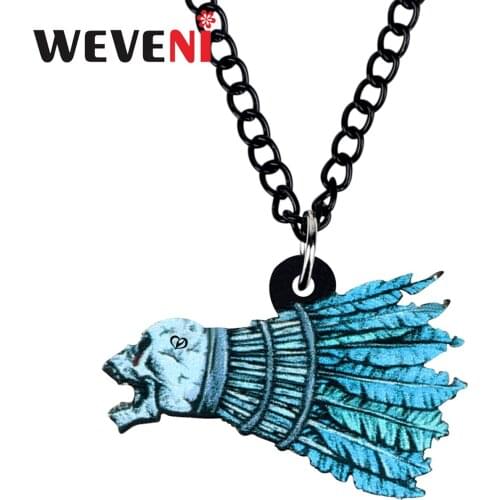 WEVENI Acrylic Halloween Skull Badminton Necklace Choker Chain Realistic Pendant Collar Jewelry For Women Teens Kids Gift Charms