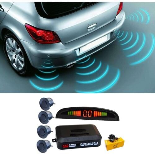 Car Auto Vehicle Reverse Backup System with 4 Parking Sensors Distance Detection, LED Distance Display, Buzzer Warning