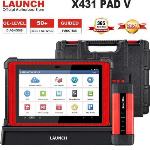 LAUNCH X431 PAD V Automotive Diagnostic Tool J2534 ECU Online Programming 50+ Services OBD2 Scanner SmartLink Box