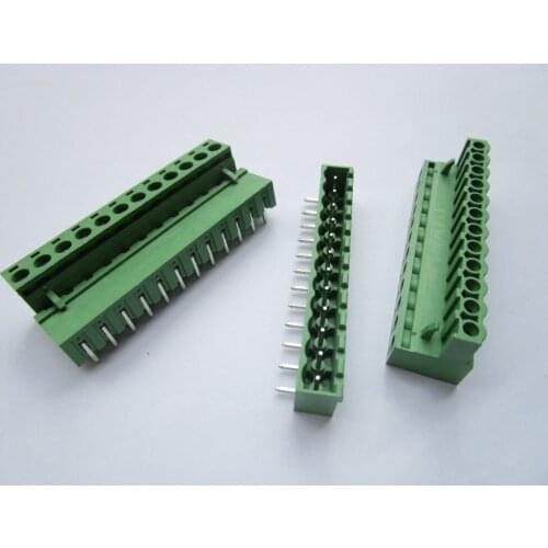 Close Angle 12 pin/way Pitch 5.08mm Screw Terminal Block Connector Green Color Pluggable Type With Angle pin 20 Pcs Per Lot