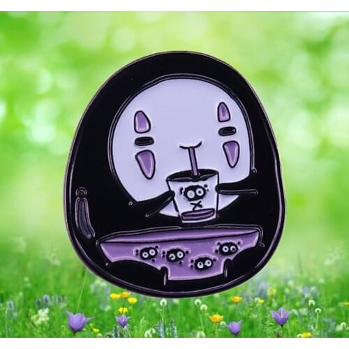 Studio ghibli fest Spirited Away No Face Soot Sprite Bubble tea enamel pin japanese cute anime brooch