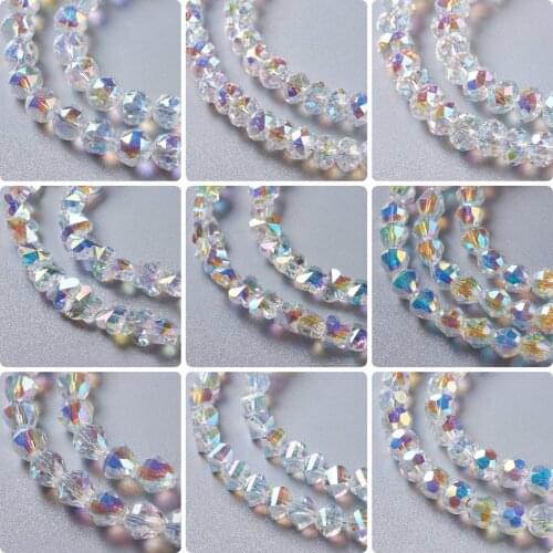 50Pcs Faceted Austrian Crystal Glass Beads AB Clear Rondelle Loose Spacer Bead For DIY Necklace Bracelets Jewelry Making