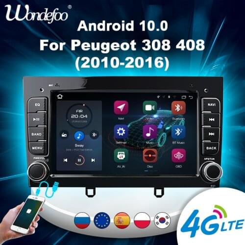 Carplay 2 din Android 10 Car radio For Peugeot 308 408 2010-2016 Multimedia Player autoradio GPS Navigation screen 2din Stereo