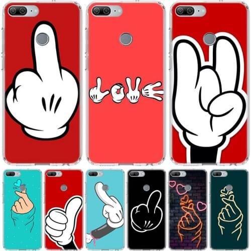 Cool Cute finger Dog Cat Phone Case for Huawei Honor 10 9 20 7A 7X 8A 8S 8X 9X Lite Pro Y5 Y6 Y7 Y9S 2019 10i 20i Coque Cover