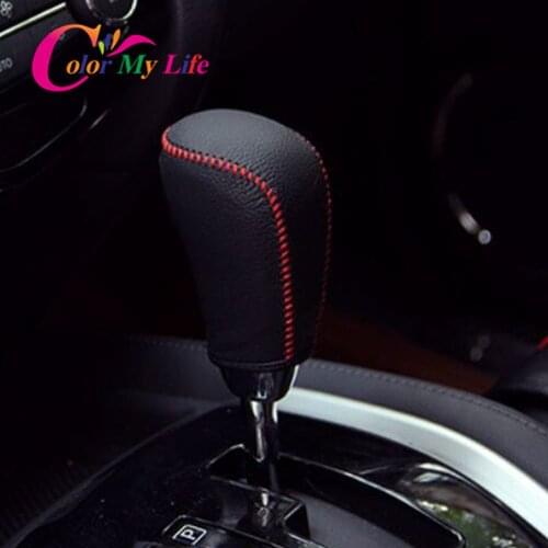 Color My Life Leather AT Shift Knob Cover for Nissasn Qashqai J11 Dualis 2 J10 Xtrail X-Trail T32 Murano Gear Head Shift Collars