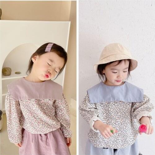 Baby Long Sleeve Shirt Spring Autumn New Toddler Girls Korean Floral Shirt Lapel Cotton Cute Blouse For Girl Childrens Clothing