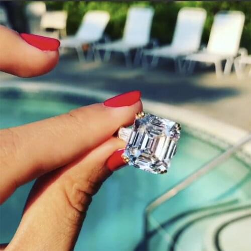 Fashion luxury hot brand S925 sterling silver Sugar cube ring Simpl ring goddess ladies AAA big zircon square ring jewelry