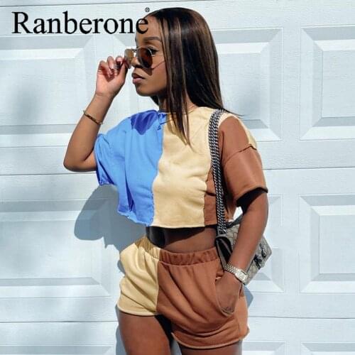 Ranberone Summer Two Piece Set Tracksuit Casual Outfit Suits Women Matching Casual Sweater Shorts Suit Matching Clothes