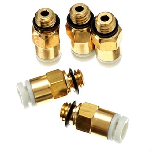 KuaiJieWei 3D printer Store M6 Thread Nozzle Brass Pneumatic Connector Quick Joint For Remote Extruder