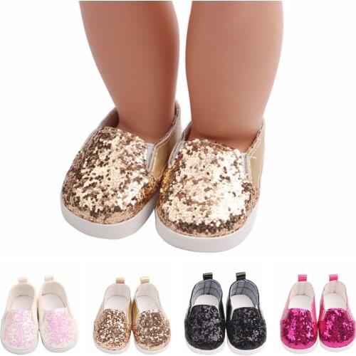 7cm High-Quality Glitter Sequins Mini Shoes For 18 Inch American And Baby New Bron Dolls Toy 1/3 BJD Doll Accessories