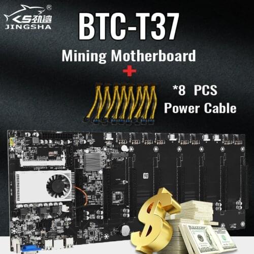 Mining Motherboard with CPU and FAN 8 GPU Slots DDR3 Memory with 8 Power Cords Integrated VGA Low Power Consumption Exquisite