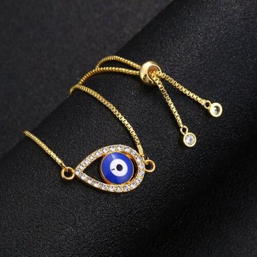 Fashion Classic Adjustable Lucky Eye Drop Shaped Bracelet Glamour Lady Jewelry Gift Boutique Bracelet Jewelry Wholesale
