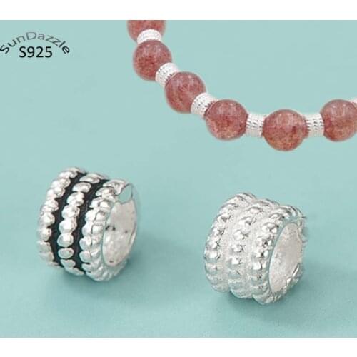 Genuine Real Pure Solid 925 Sterling Silver Beads Titanium Silver Column Loose Spacer Bead DIY Jewelry Making Findings