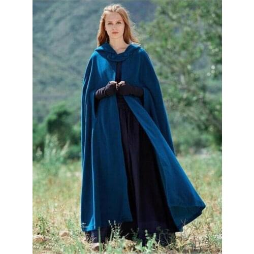 2019 New Women Winter Hooded Blend Vintage Hooded Long Cape Cloak Jacket Costume Poncho Costume Halloween Cosplay Outerwear