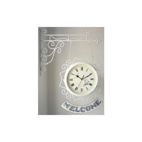 New special rustic Mediterranean-sided clock / creative fashion-sided wall clock mute movement / white