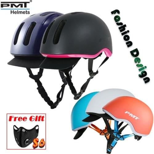 PMT Commuter Bicycle Helmet Intergrally-molded Ultralight Fashion Colorful Road Bike Safely Caps Imitation Baseball Cap Shape